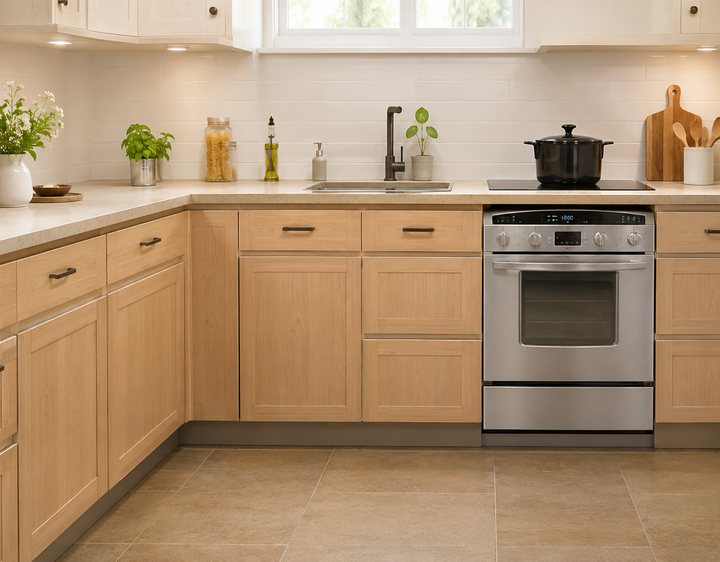 Cocina accesible con mesones a altura adecuada