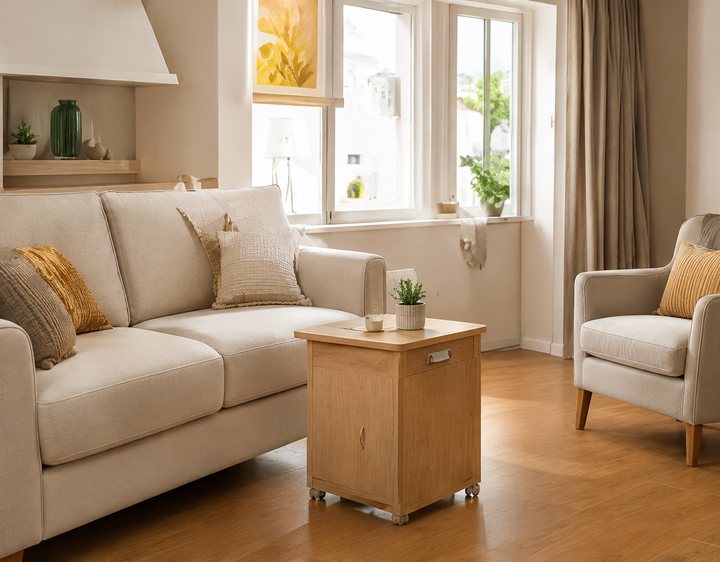 Living remodelado con espacios amplios de circulación